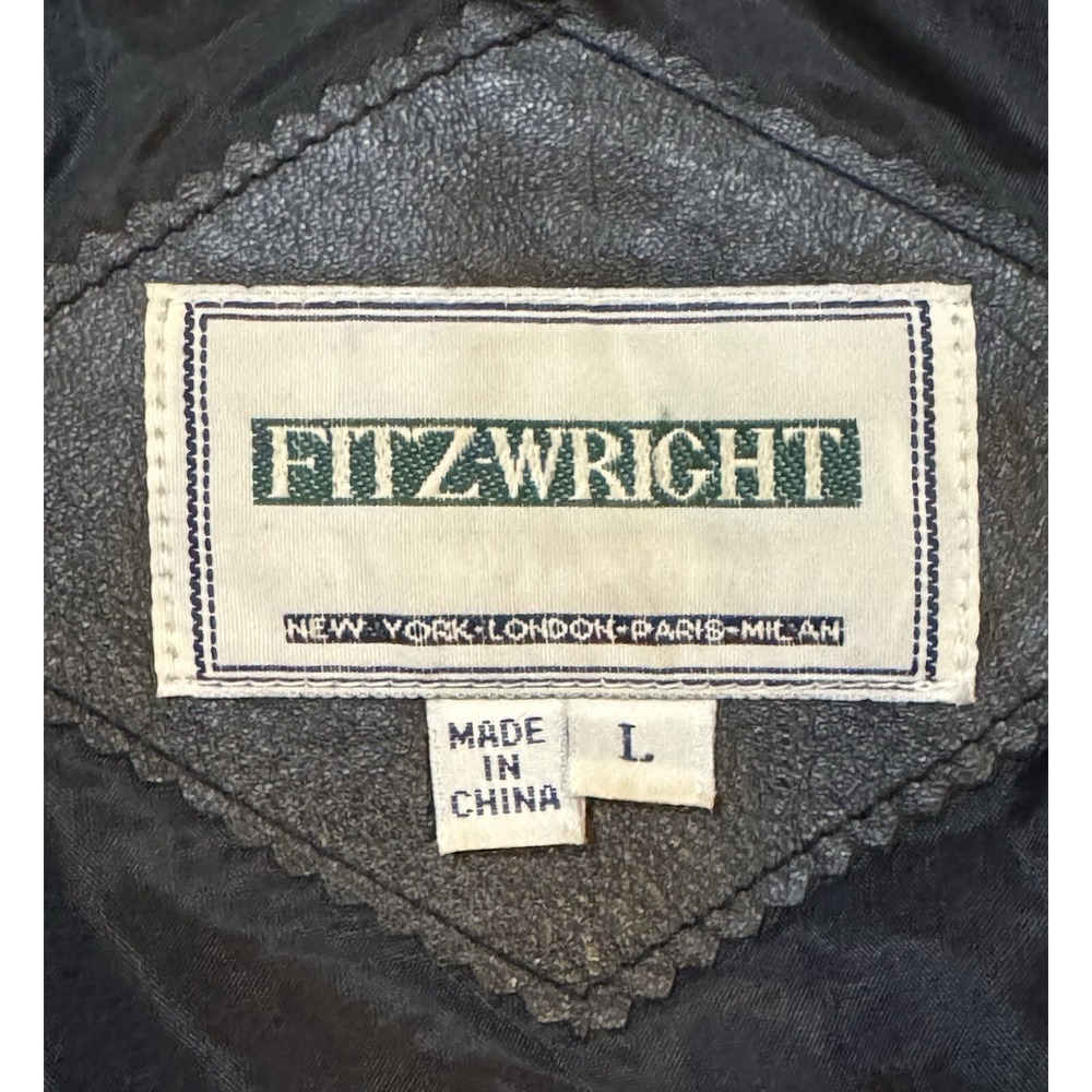 Vintage‎ Fitz-Wright Womens Leather Coat Large Black Mid-Length Heavy EUC - Picture 6 of 8